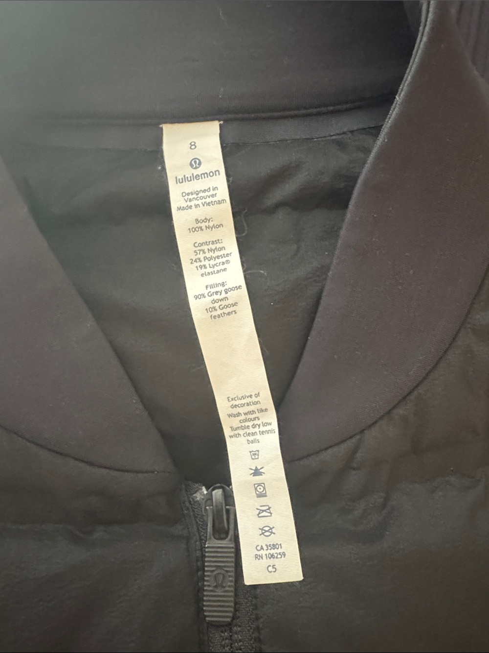 Lululemon | Down & Around Black Vest -Size 8 - Picture 5 of 8